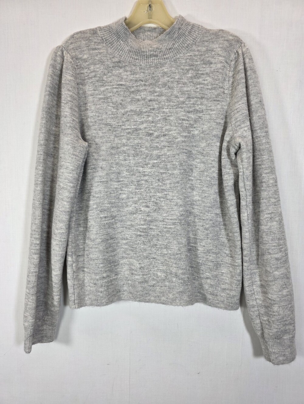 NWT A Loves A Heather Grey Mock Neck Puff Sleeve Knit Sweater Size L ($84)